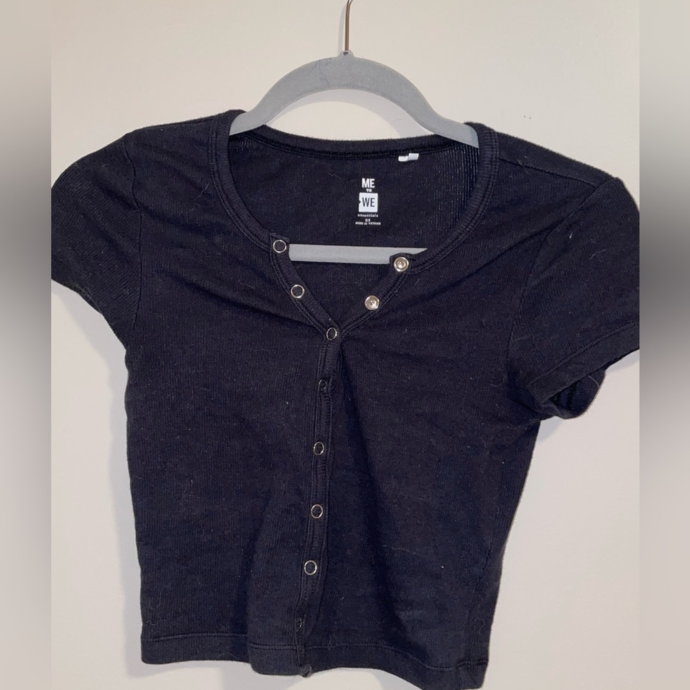 PacSun Black Cropped Shirt with Buttons